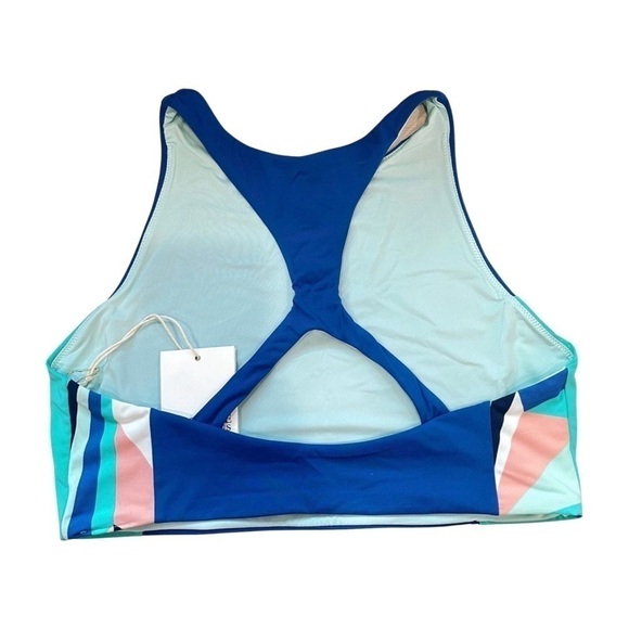 NWT Carve Designs Blue Teal Sanitas Color block Swimsuit Bikini Top Size L - Picture 4 of 11